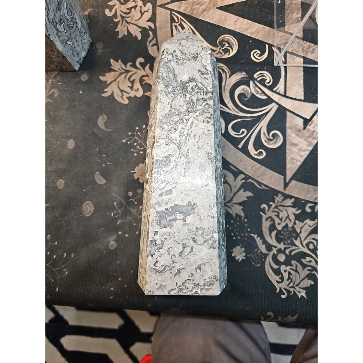 4.83lb 10in Tall Crazy Lace Jasper Crystal Point Tower Healing