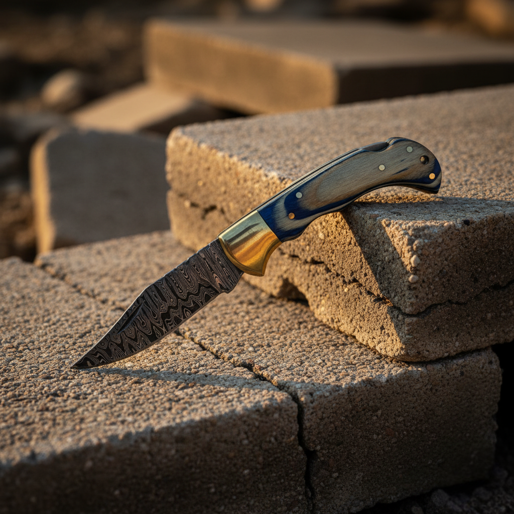 Ocean Wave Damascus Folding Knife - TF-100