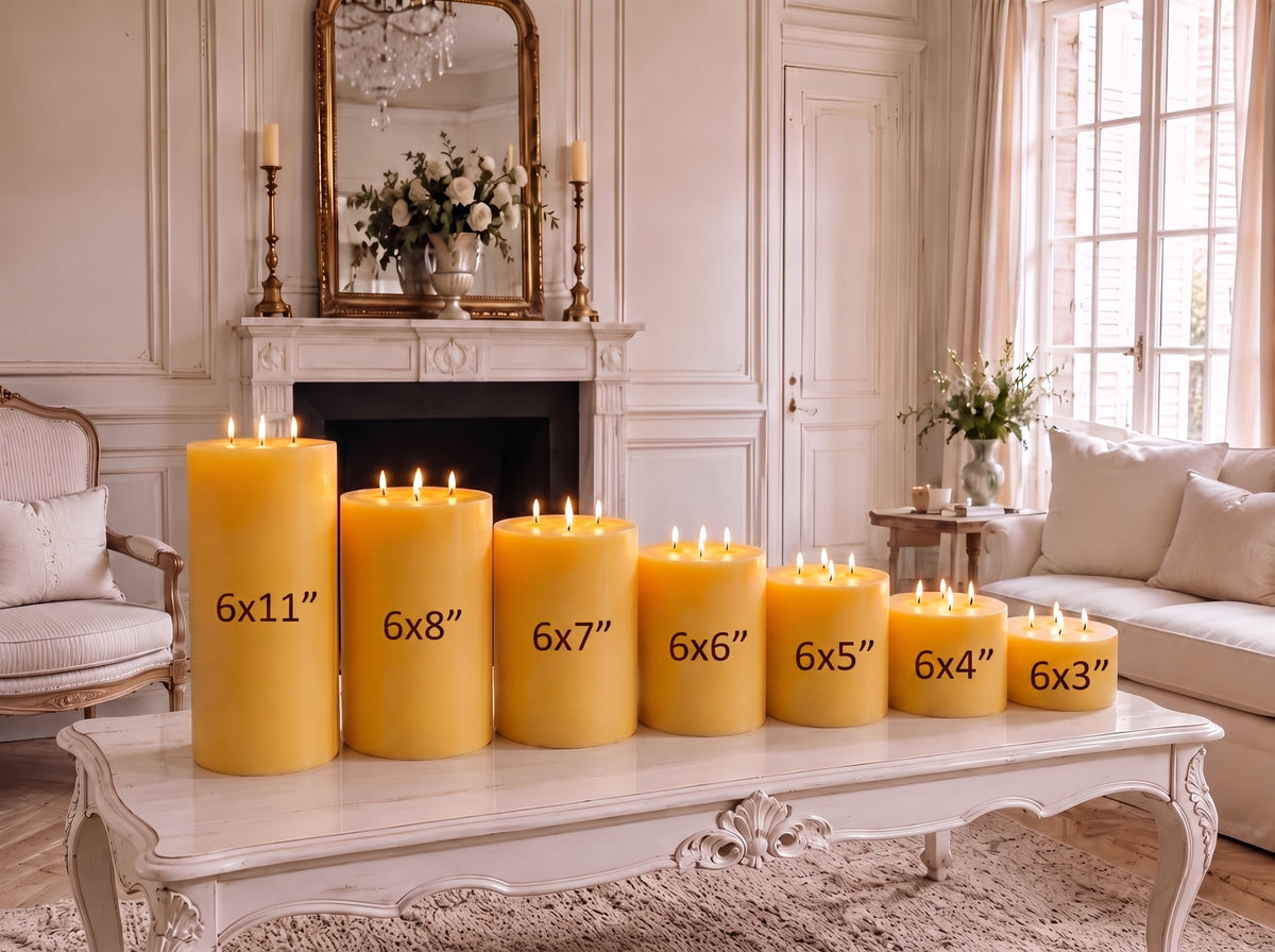 6x7" Yellow Beeswax Pillar Candle