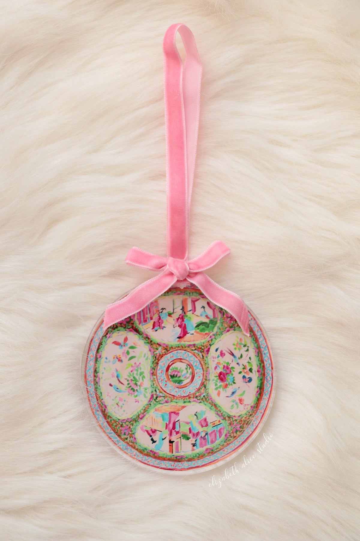 Rose medallion chinoiserie acrylic ornament