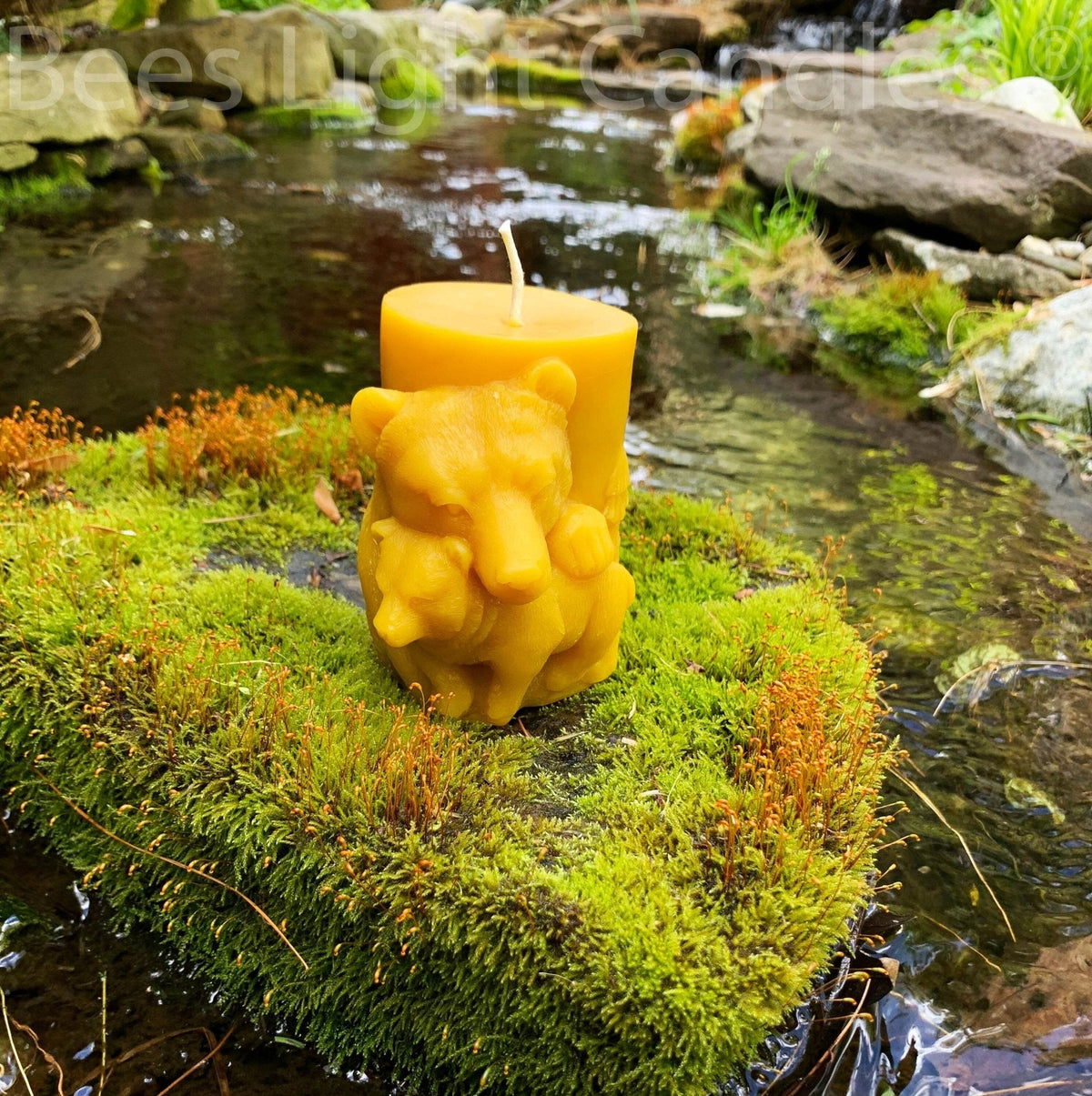 Bear Pillar Beeswax Candle