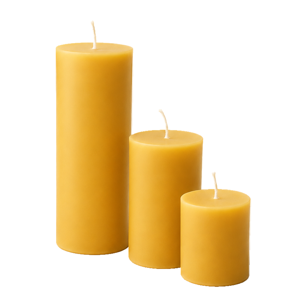 2 Inch Yellow Beeswax Pillar Candle Set