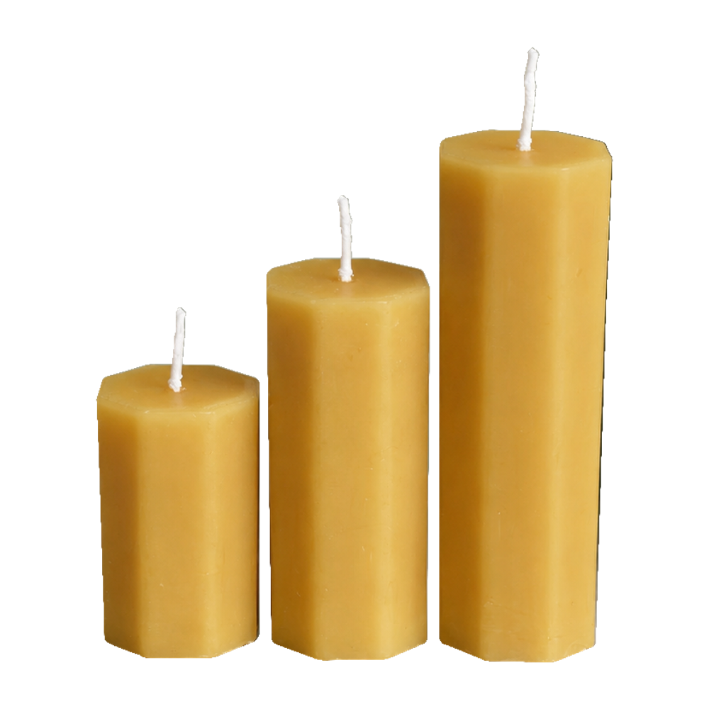 Octagon Beeswax Pillar Candles