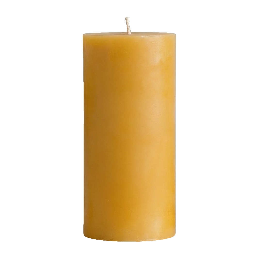4x8 Inch Yellow Beeswax Pillar Candle