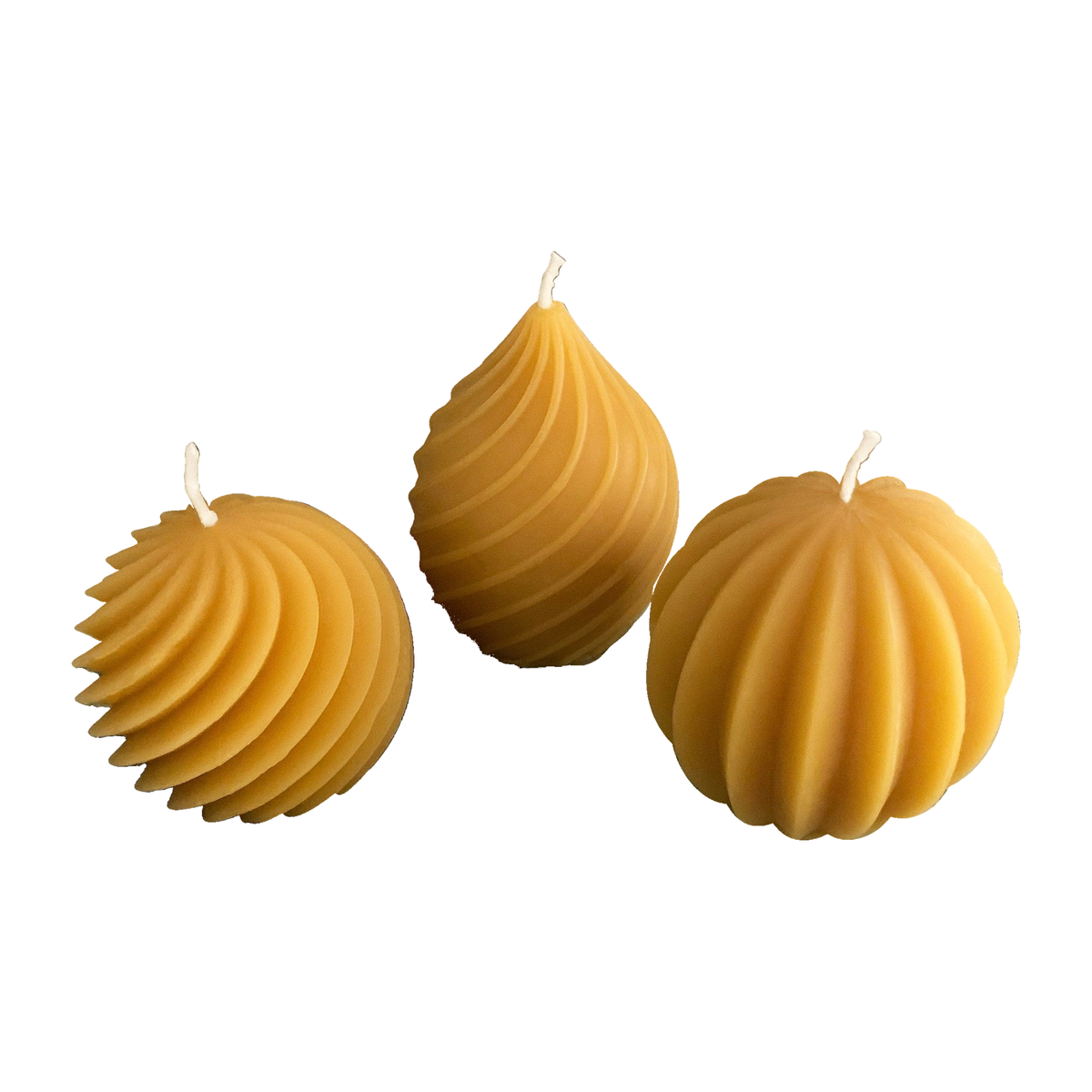 Elegant Beeswax Candle Set | Pear | Spiral | Melon