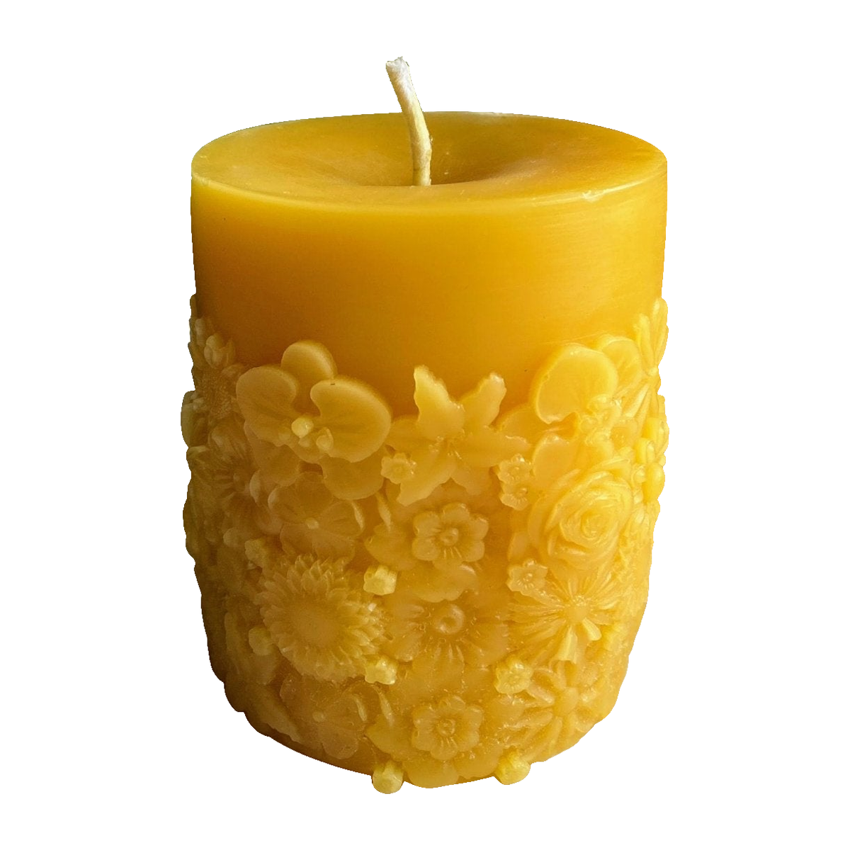 Boho Flower Garden Beeswax Pillar Candle