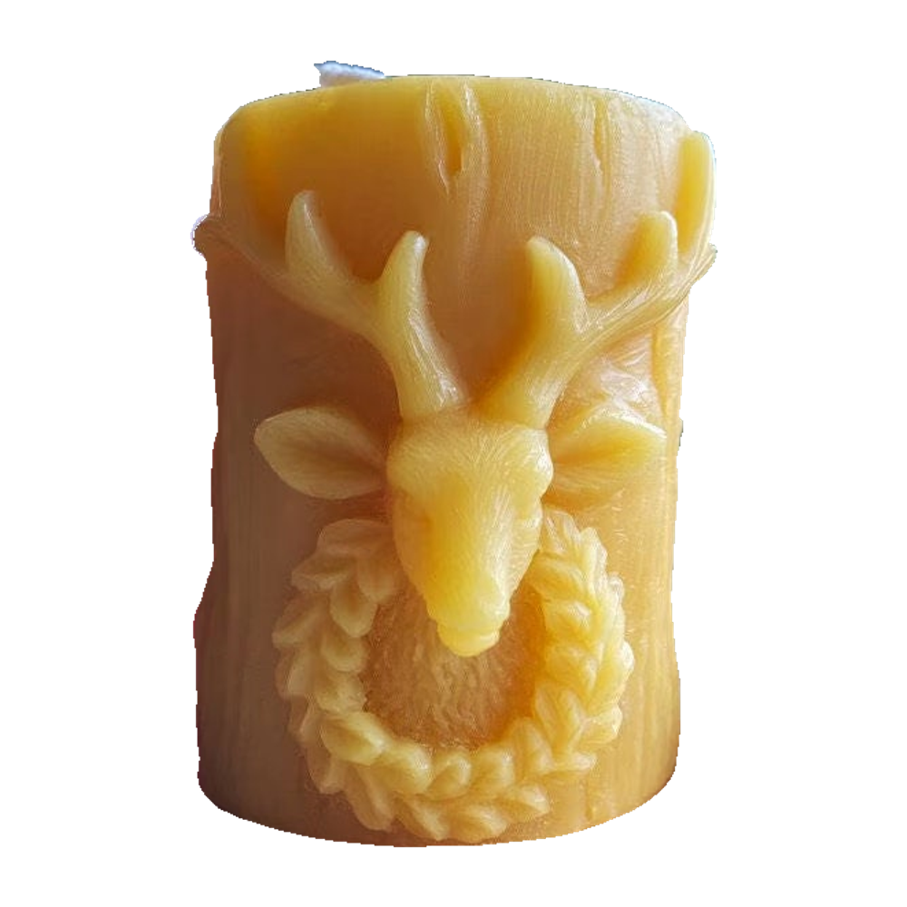 Reindeer Beeswax Pillar Candle