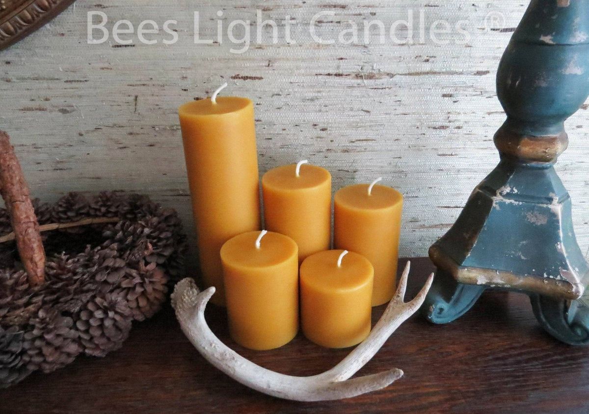 3 Inch Yellow Beeswax Pillar Candles