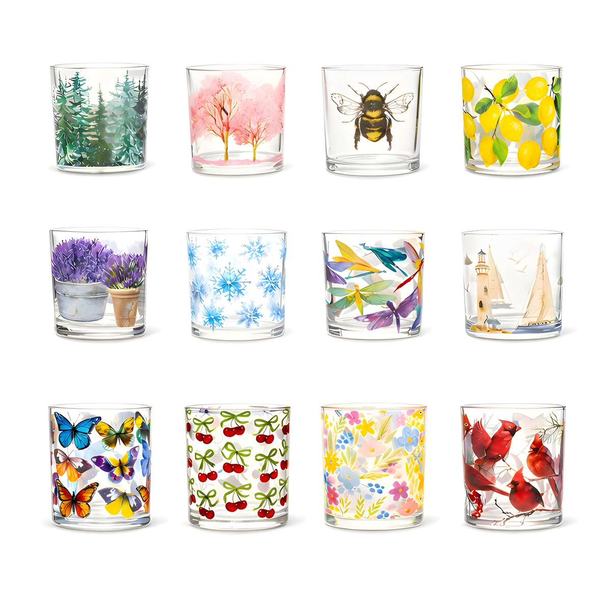 Pastel Florals Glass Votive 3 Inch Holder