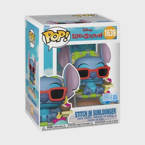 Lilo Stitch Stitch In Sunlounger Premium Funko Pop Vinyl Figure 1639 Entertainment Earth Exclusive