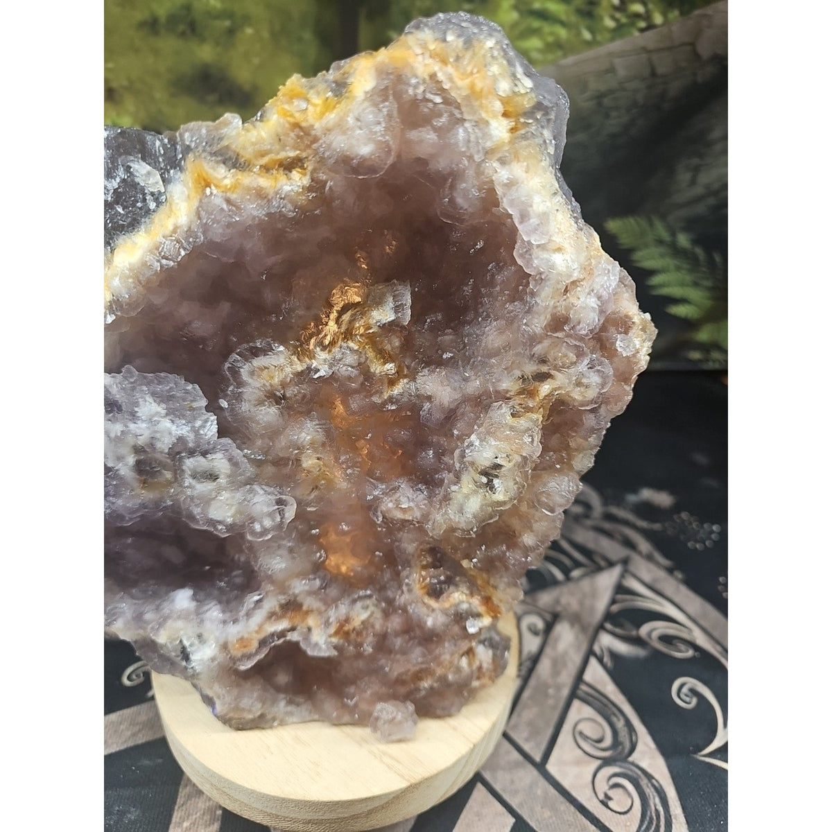 Fluorite Quartz Cluster with LED Stand – 11.9 lb