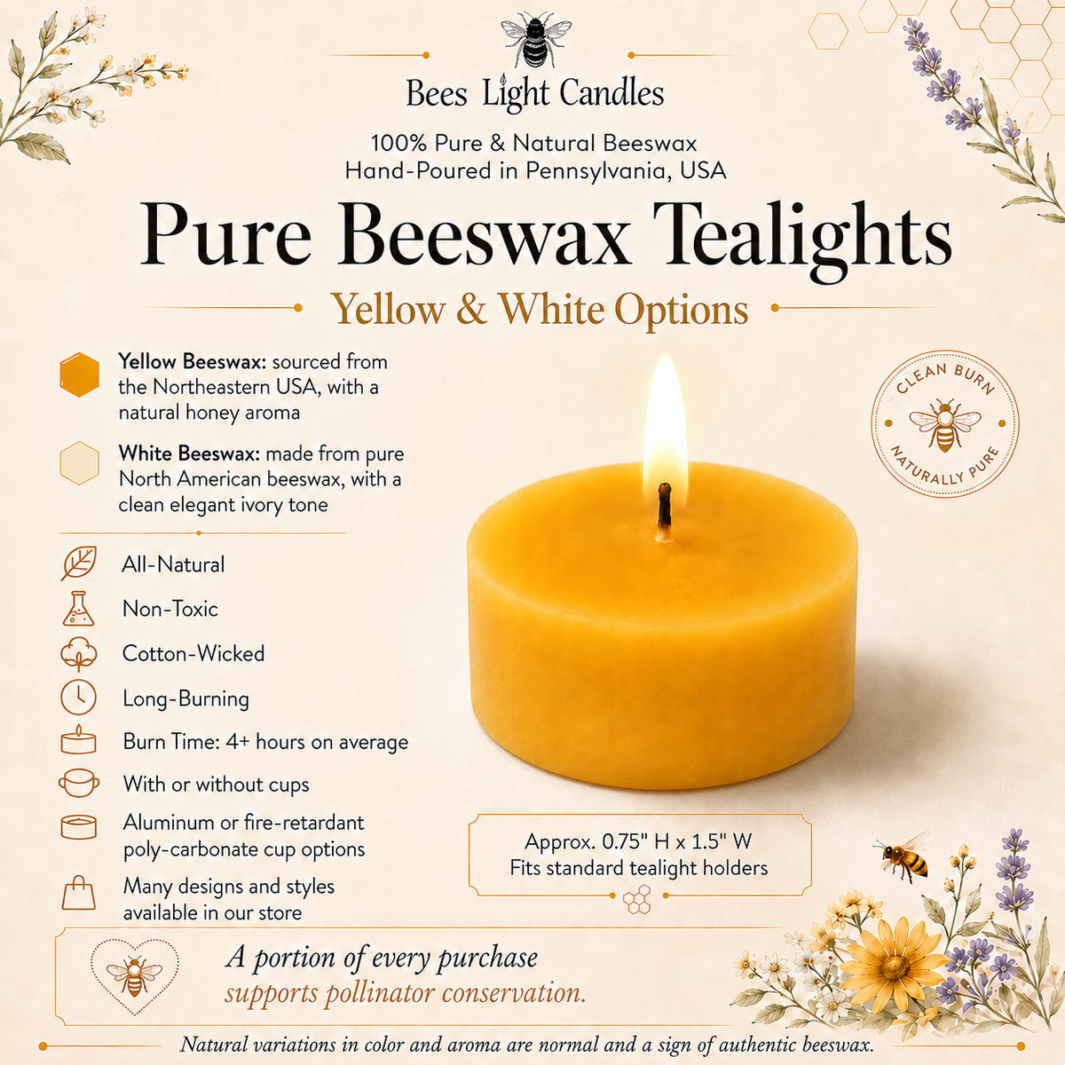 Tealight Refill Beeswax Candles