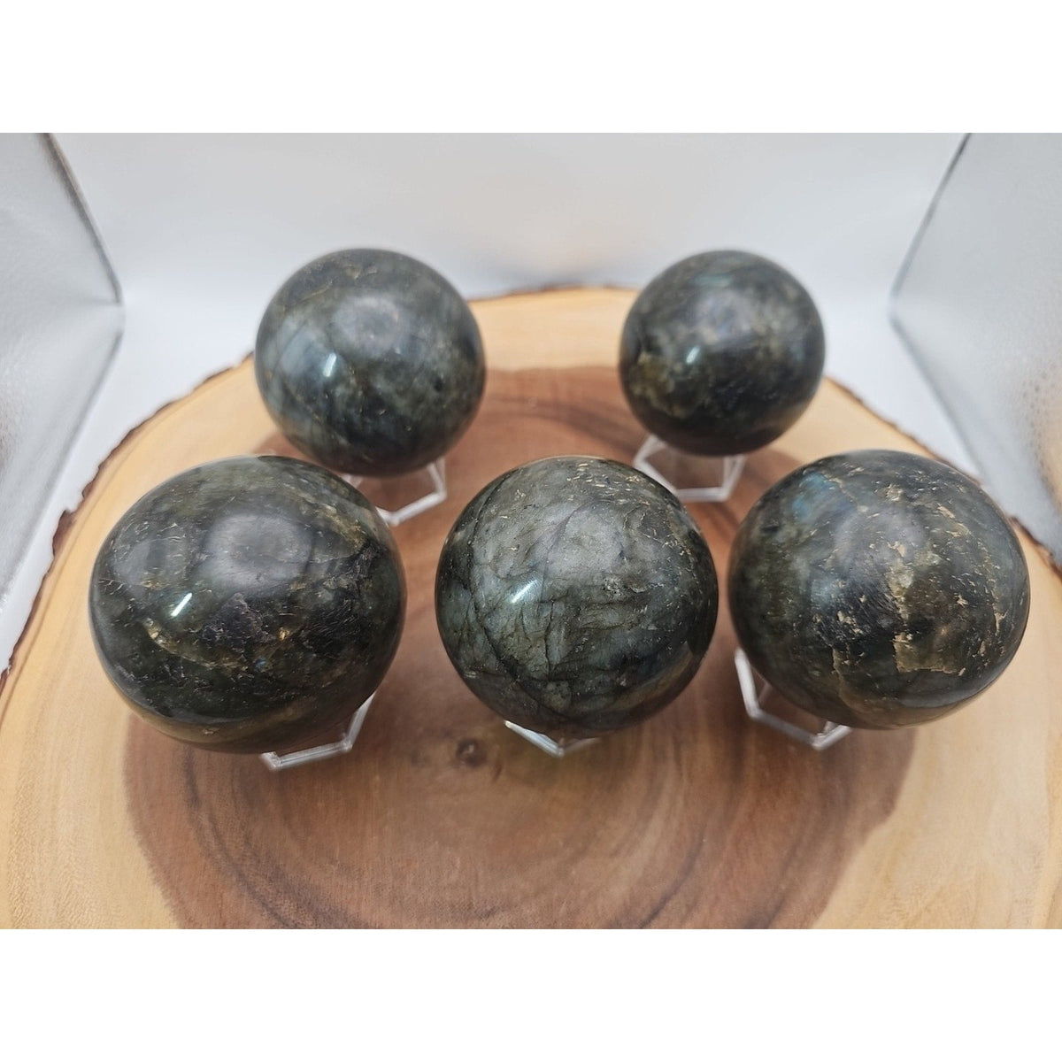 Rainbow Labradorite Crystal Sphere — 1lb Polished Ball with Stand