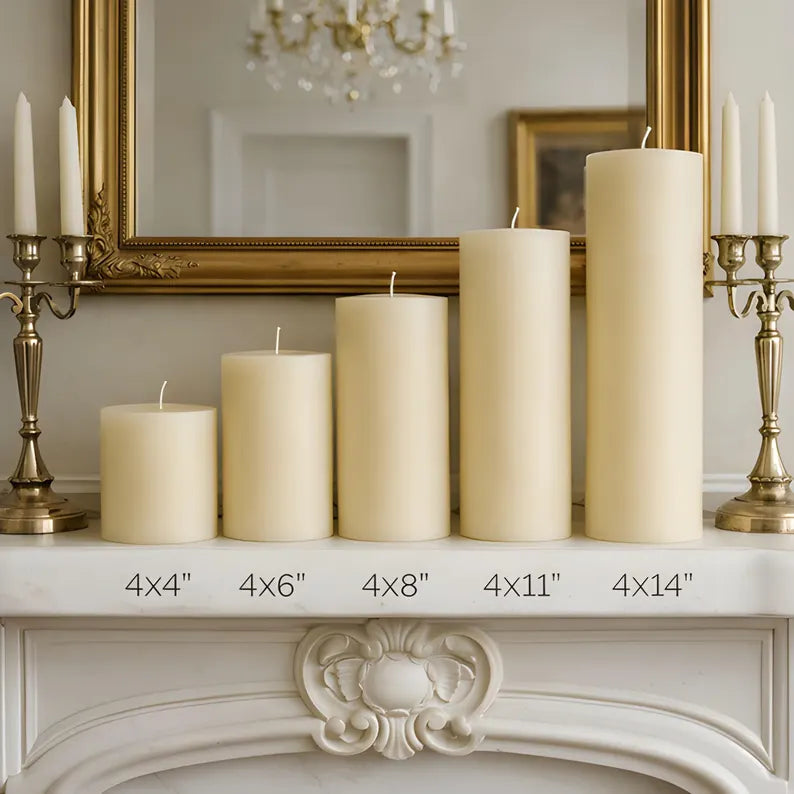 4x4 Inch White Beeswax Pillar Candle