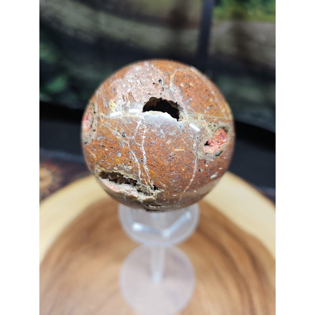 0.91 lb Vesuvianite Agate Carnelian Geode Sphere