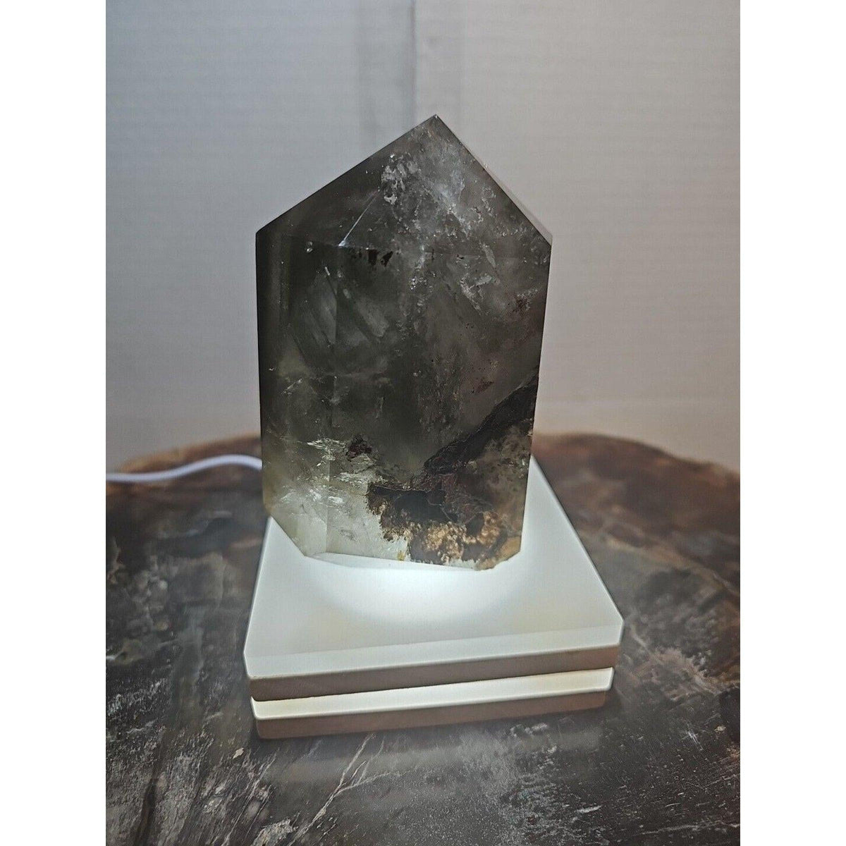 Green Ghost Phantom Quartz Crystal Obelisk — 1.73 lbs, Madagascar