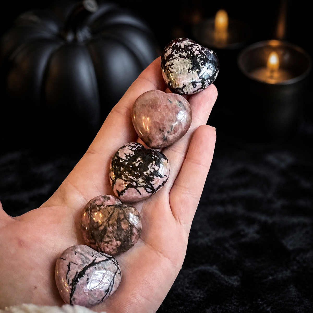 3cm Rhodonite Crystal Hearts for Valentines Day Gifts