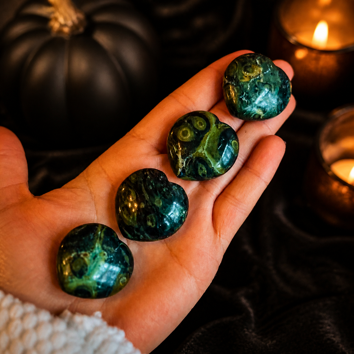 3 cm Kambaba Jasper Hearts for Mothers Day Gifts