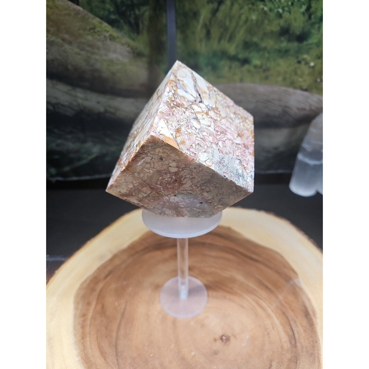 2.83LB 1Pcs Natural Ocean Jasper Onyx Quartz Crystal Geode Square Heptahedron
