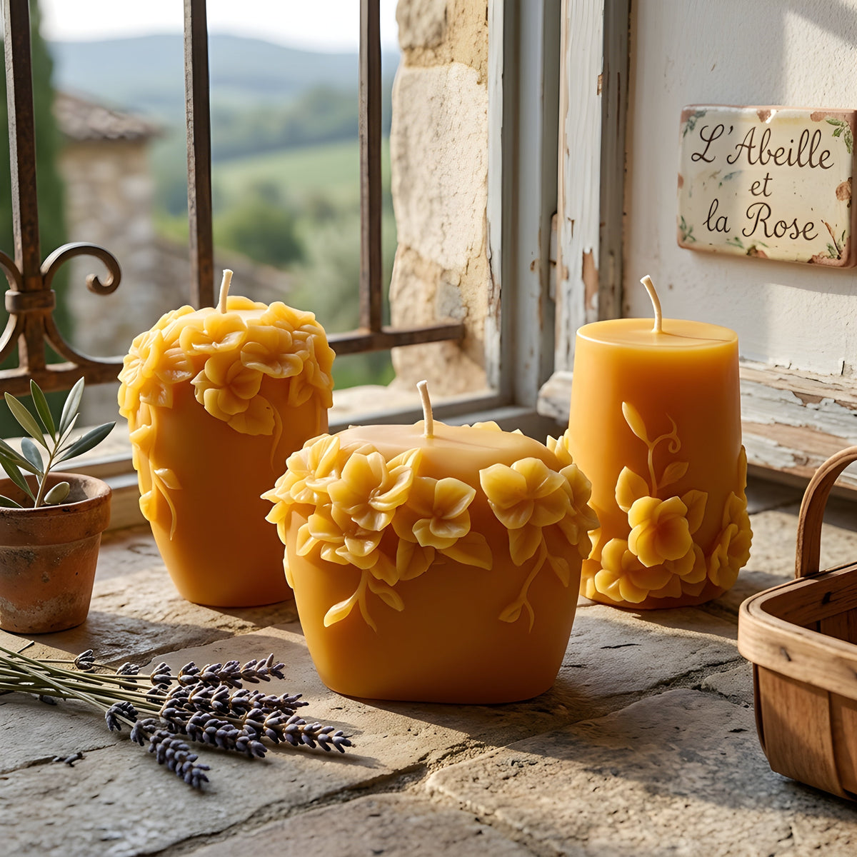 Vine Blossom Beeswax Candle Set