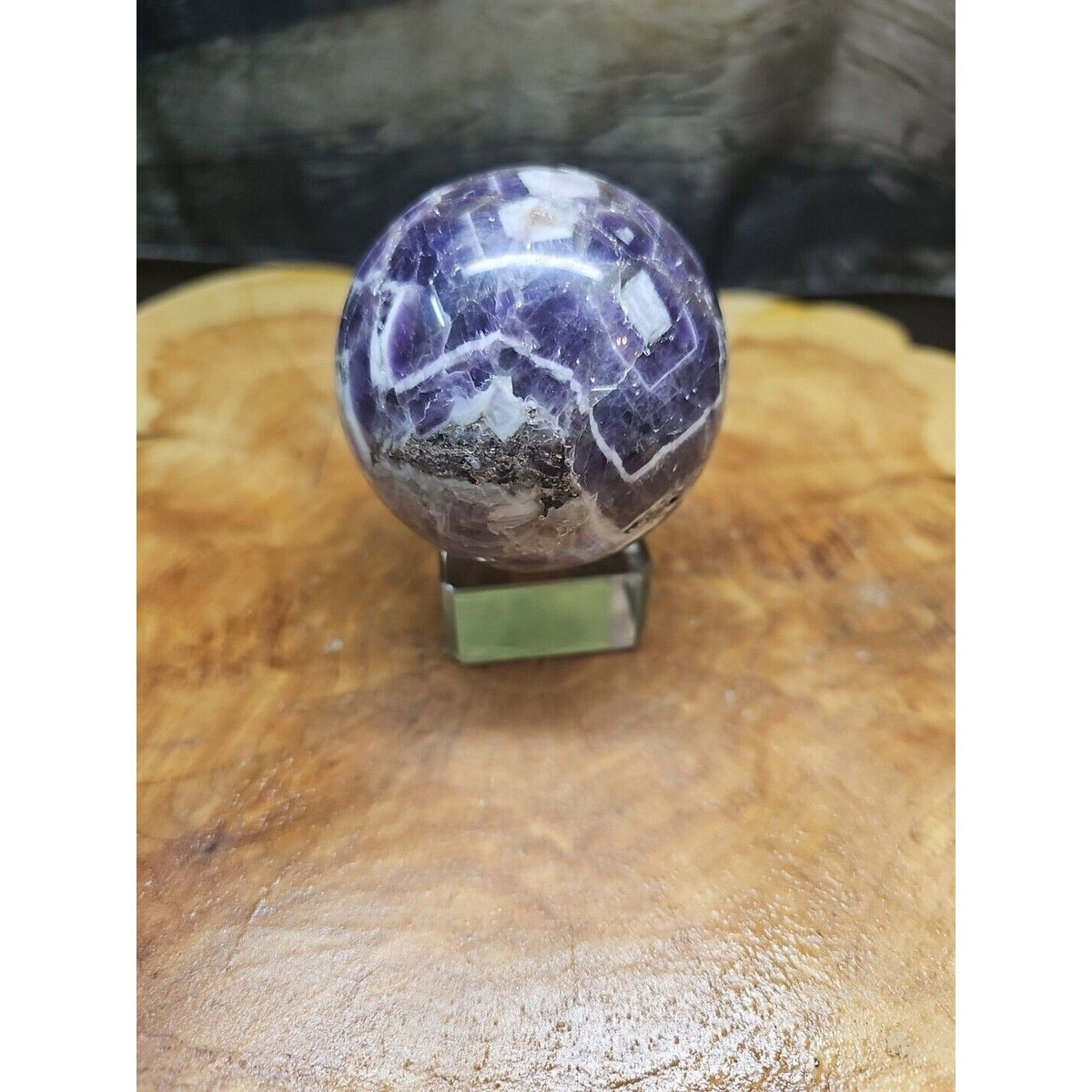 Amethyst Sphere — 65mm with Glass Stand, 1 lb