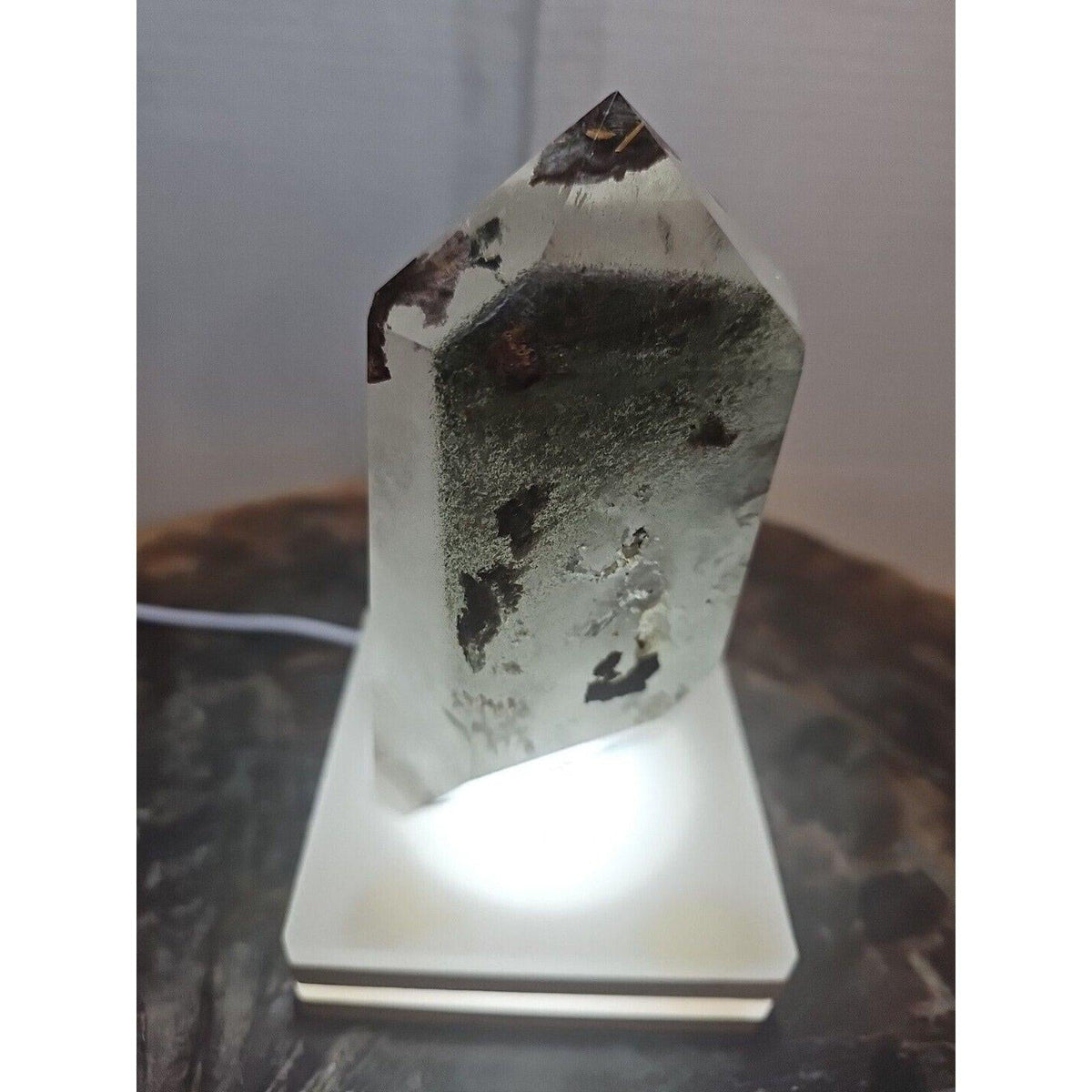 Madagascar Green Ghost Phantom Quartz Obelisk - 1.73LB Vitreous Healing Point