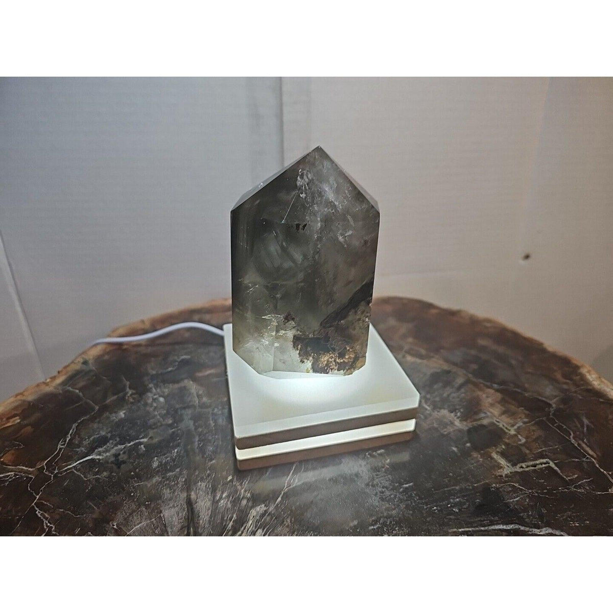Green Ghost Phantom Quartz Crystal Obelisk — 1.73 lbs, Madagascar