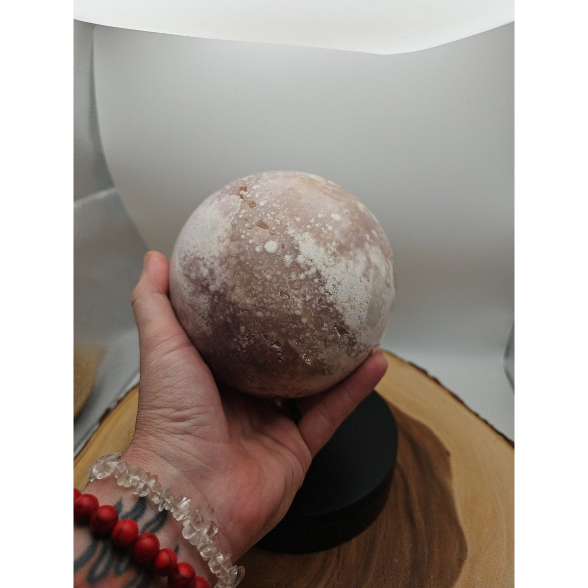 6.55lbs Natural Cherry Blossom Agate Sphere Quartz Crystal Ball