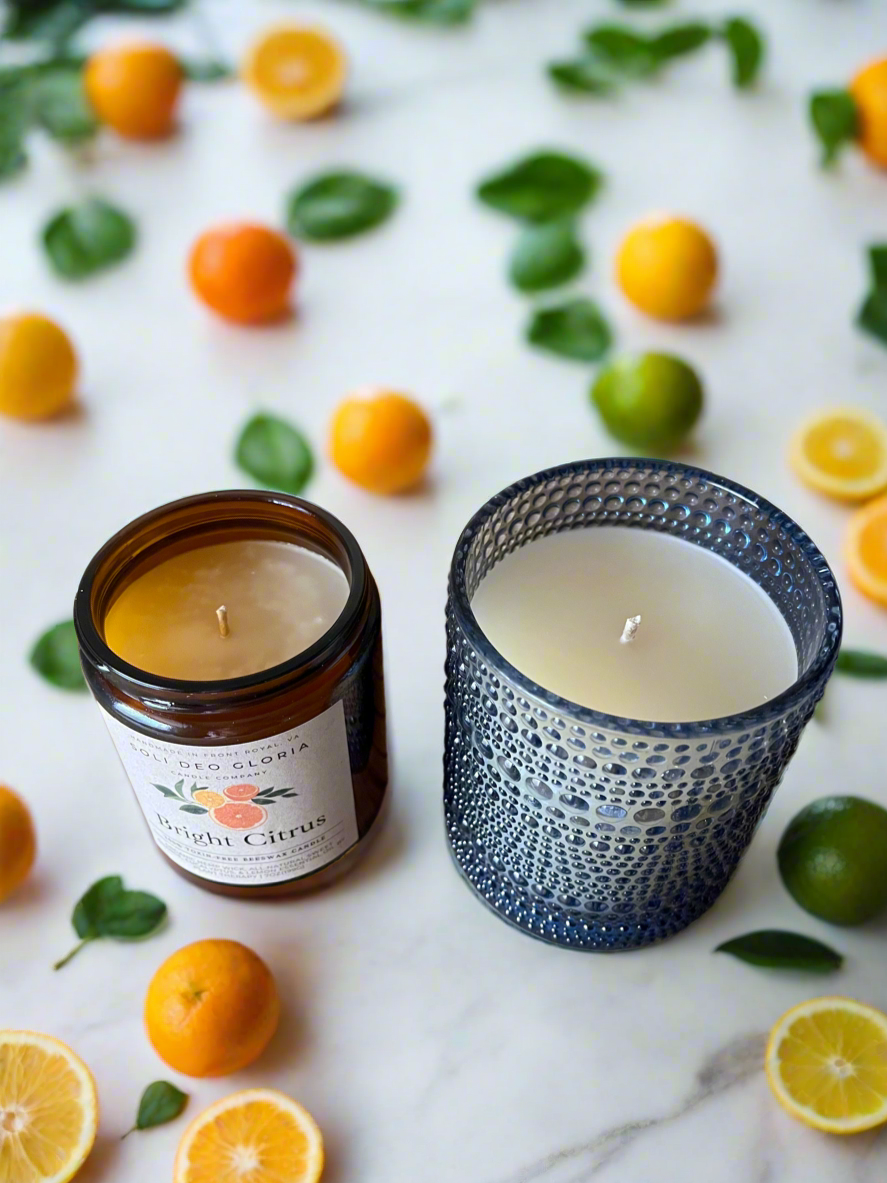 Bright Citrus | Natural Beeswax Candle with Organic Essential Oils