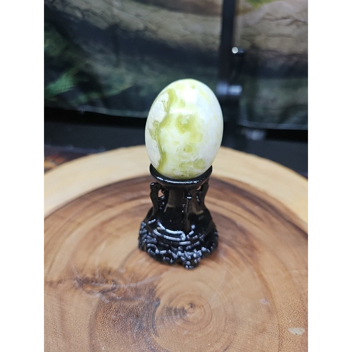 Natural Polished Lantian jade Quartz Crystal Egg Stone Specimen Healing - Stand