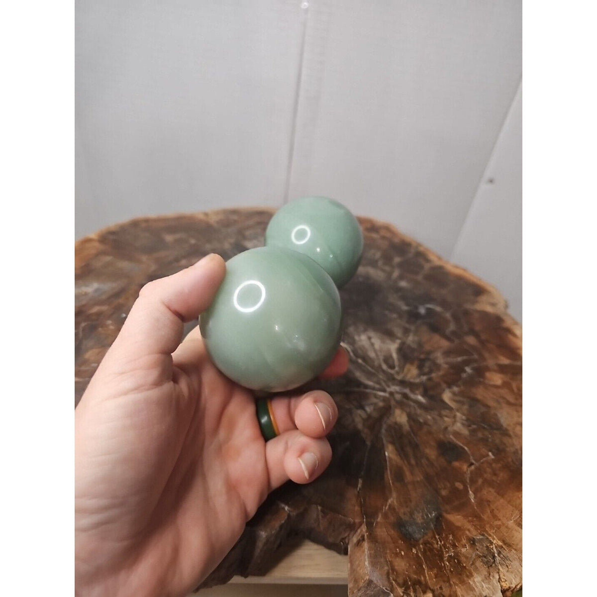 Jade Jasper Crystal Sphere Pair with Stands – 1.88 lb