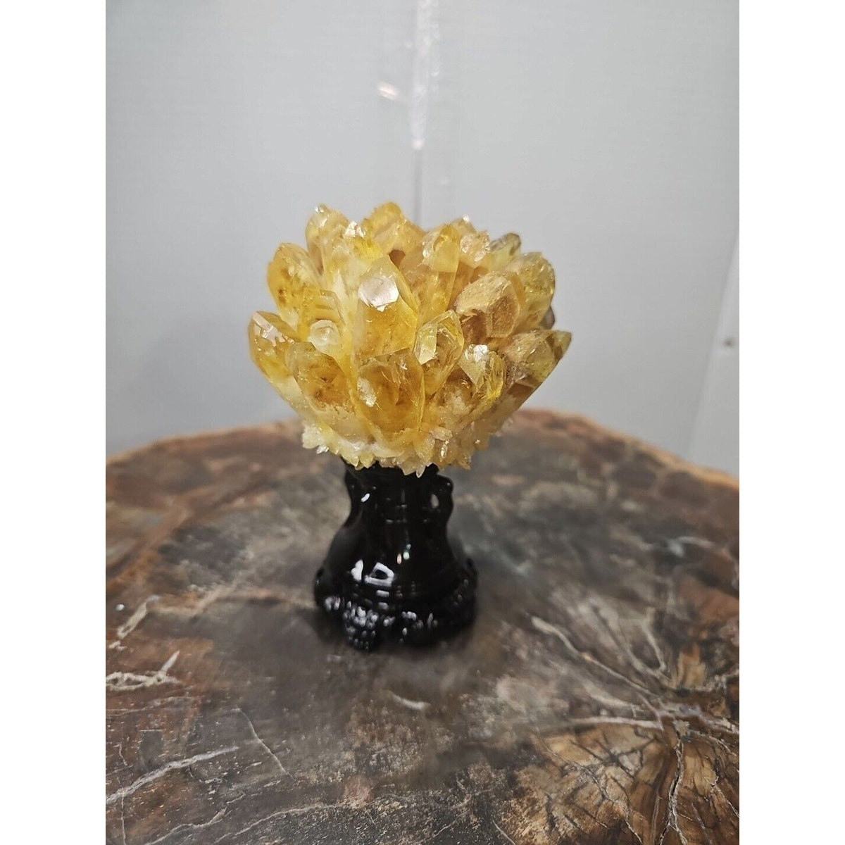 Yellow Phantom Quartz Cluster with Stand – 1.12 lb