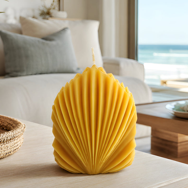Architectural Seashell Design Beeswax Candle