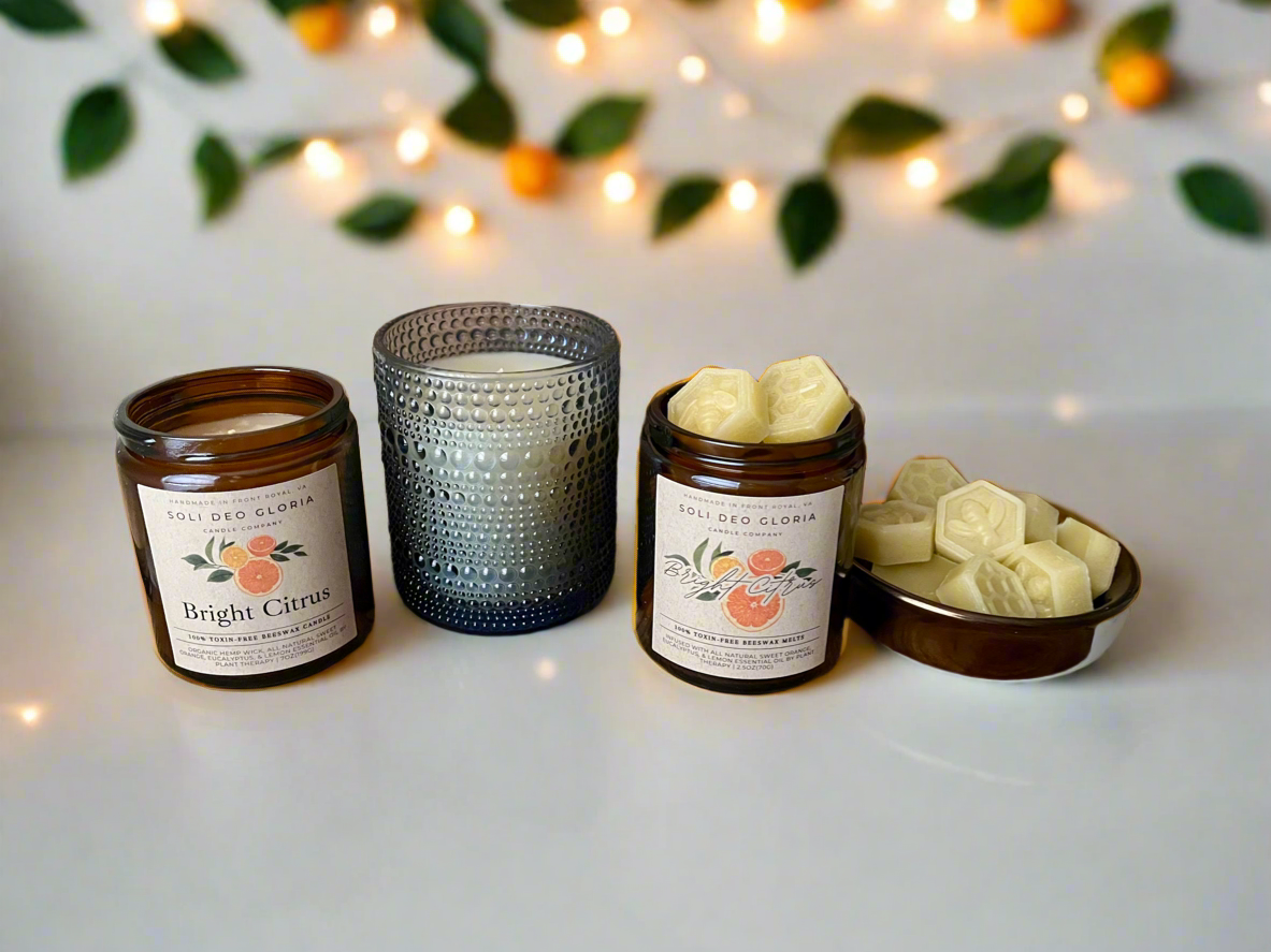 Bright Citrus | Natural Beeswax Candle with Organic Essential Oils
