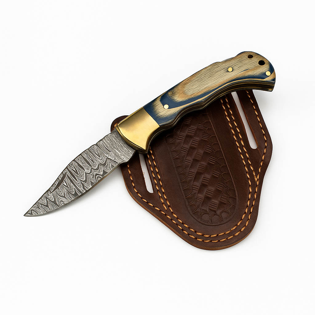 Ocean Wave Damascus Folding Knife - TF-100