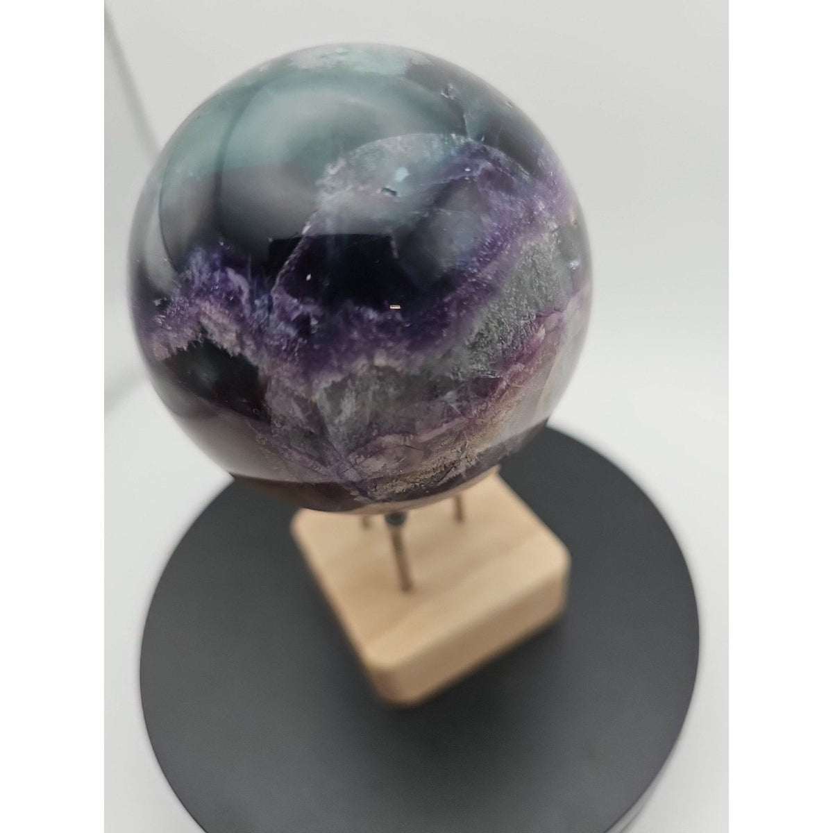 Natural Fluorite Crystal Sphere — 1.5lb, Purple & Green Banding