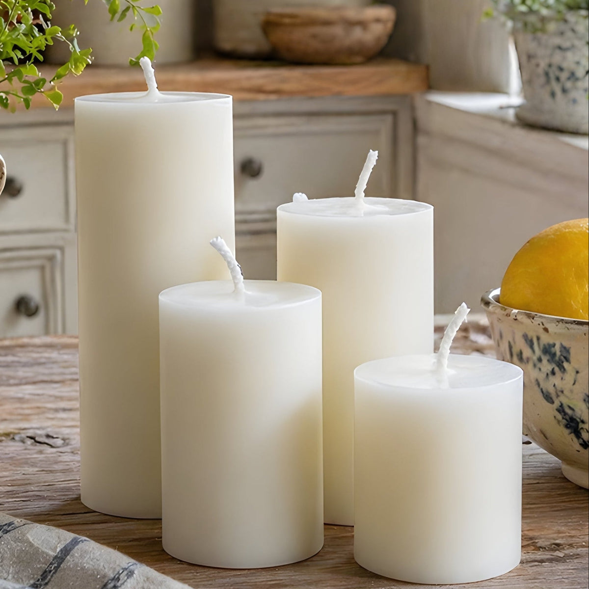 White Beeswax 2 Inch Pillar Candle Set