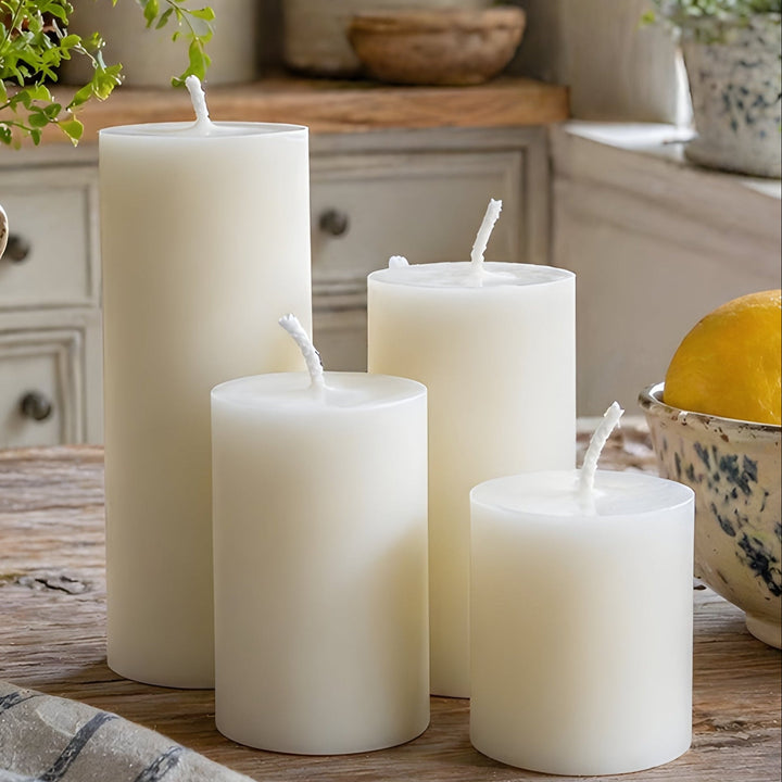 White Beeswax 2 Inch Pillar Candle Set