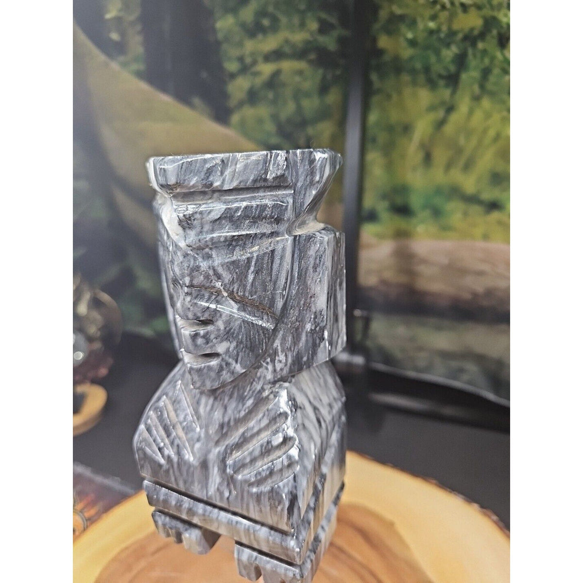 Carved Onyx Aztec Mayan Tiki Sculpture — 4 lbs, 7 inches, Mexican Onyx