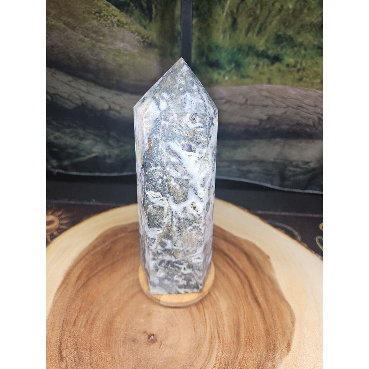 3.41LB 1Pcs Natural Rainbow Fluorite Quartz Crystal Point Tower Polished Healing