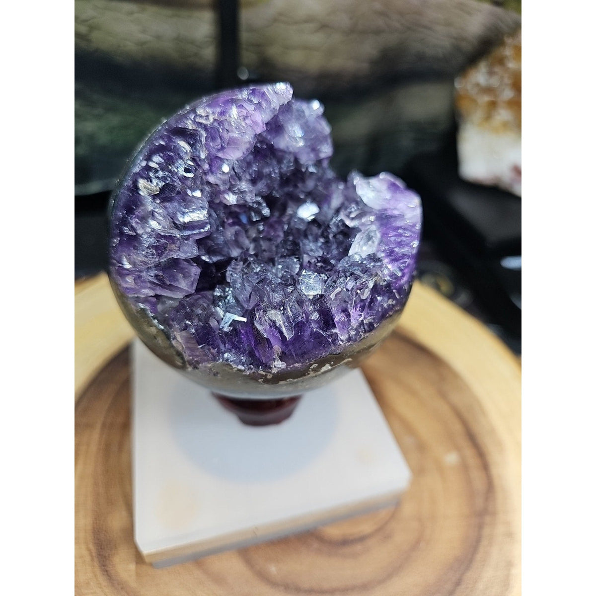 Purple Quartz Crystal Cave Geode – 1.92 lb Brazil
