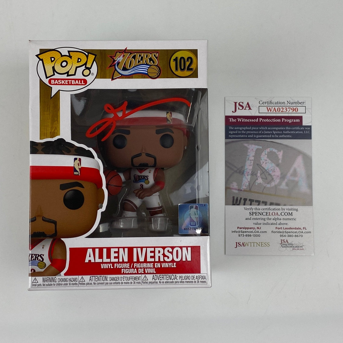 Allen Iverson Signed Philadelphia 76ers Funko Pop! #102 (JSA COA)