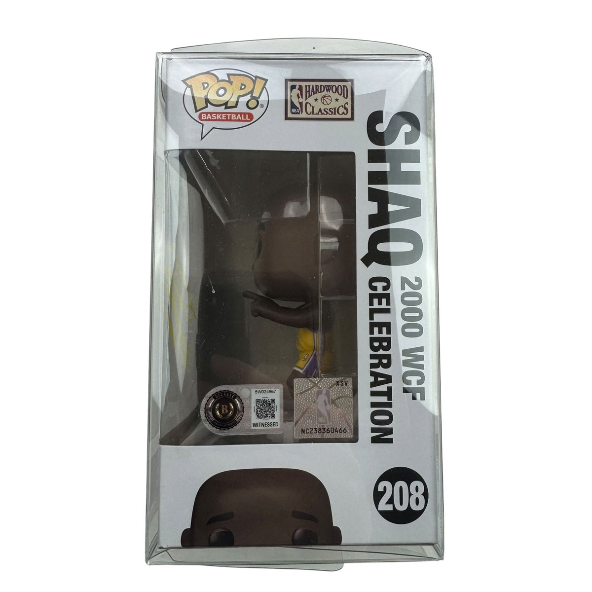 Autographed/Signed Shaq Shaquille O'Neal Los Angeles Lakers Basketball Funko Pop #208 Figurine Beckett BAS COA