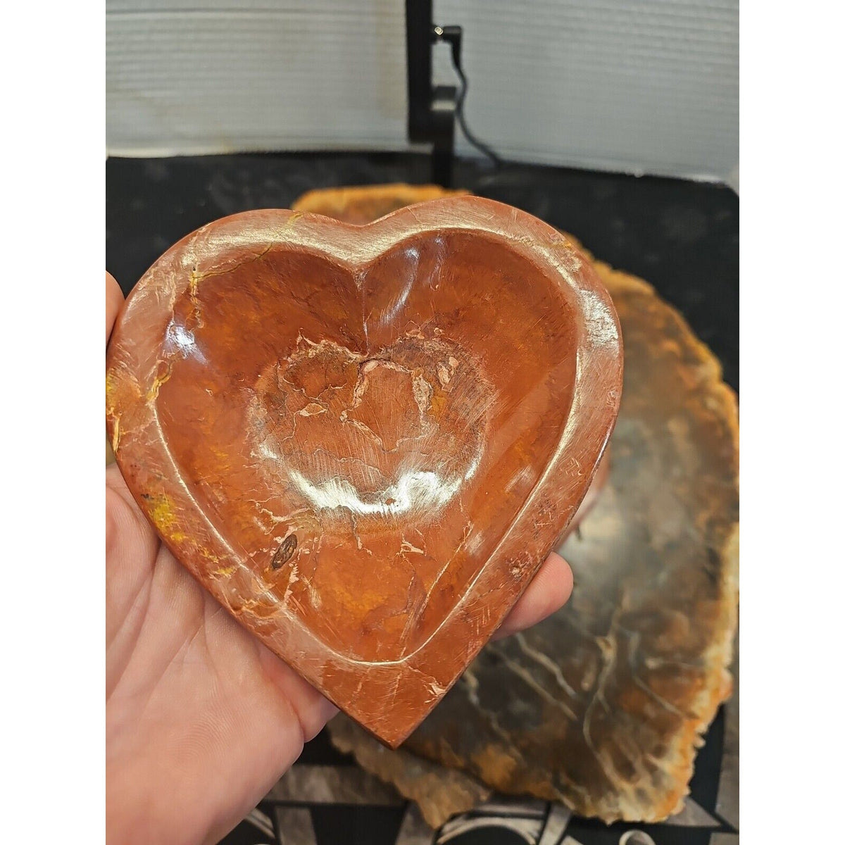 Rhodonite Crystal Bowl — ~0.65 lbs, Polished Tumbled Stone