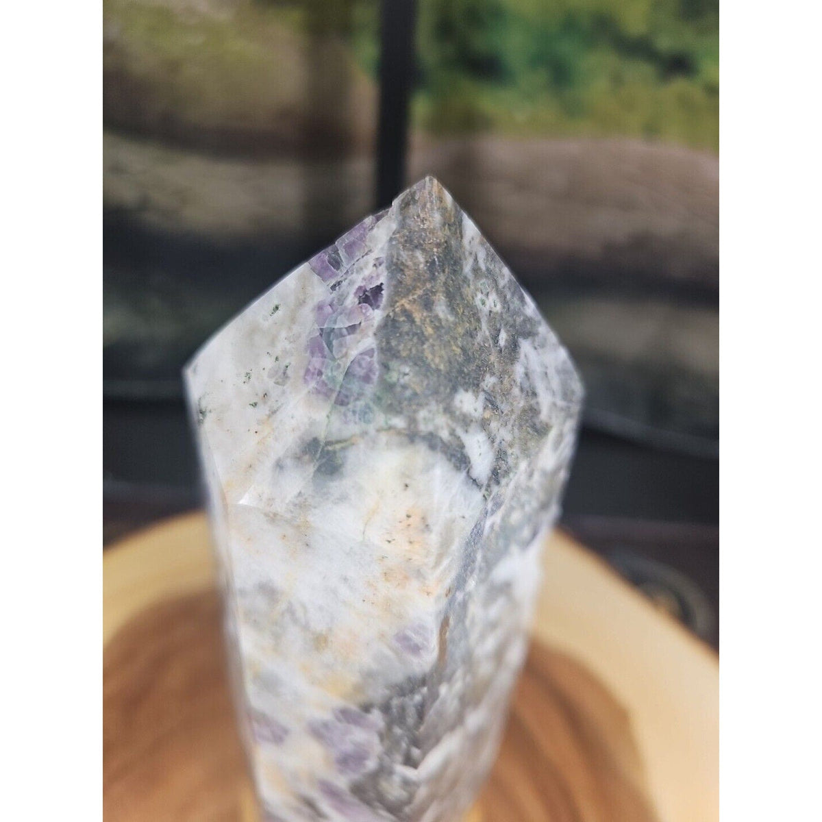 3.41LB 1Pcs Natural Rainbow Fluorite Quartz Crystal Point Tower Polished Healing