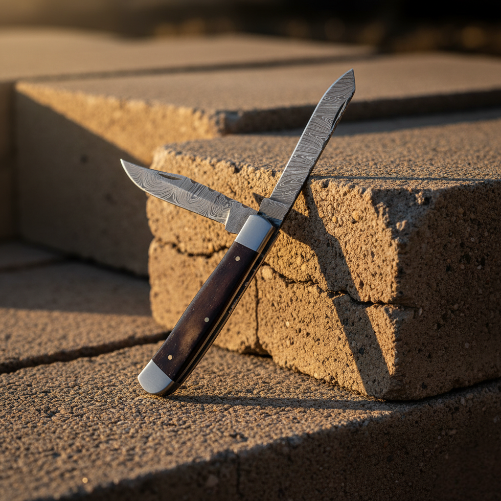 Damascus Dual-Blade Folding Knife - TF-079