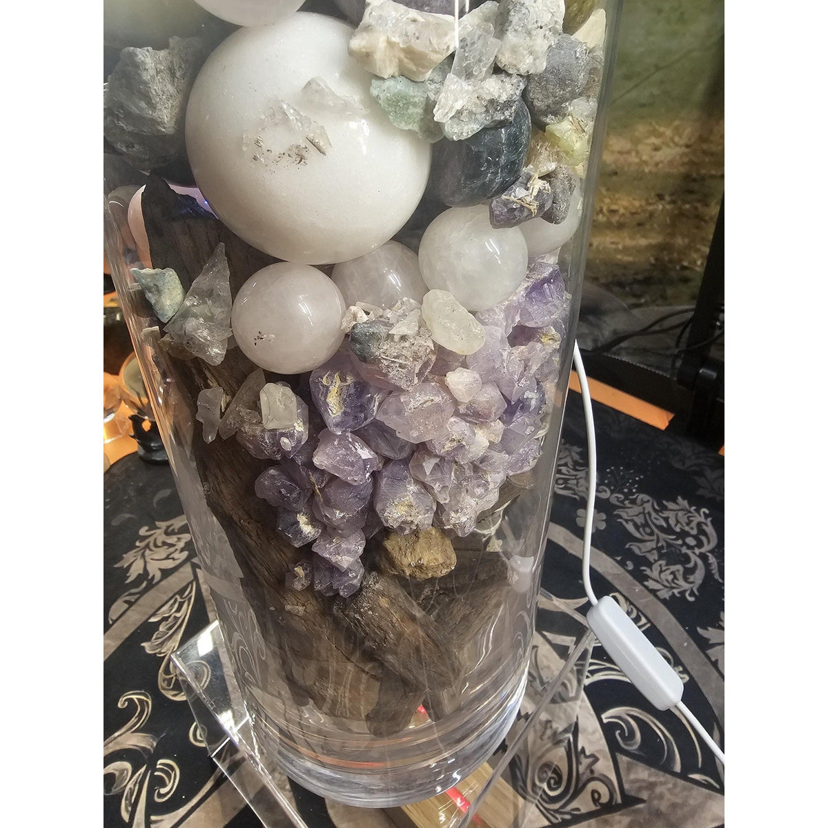 22 lb Mixed Crystal Vase with LED Fluorite Sphere