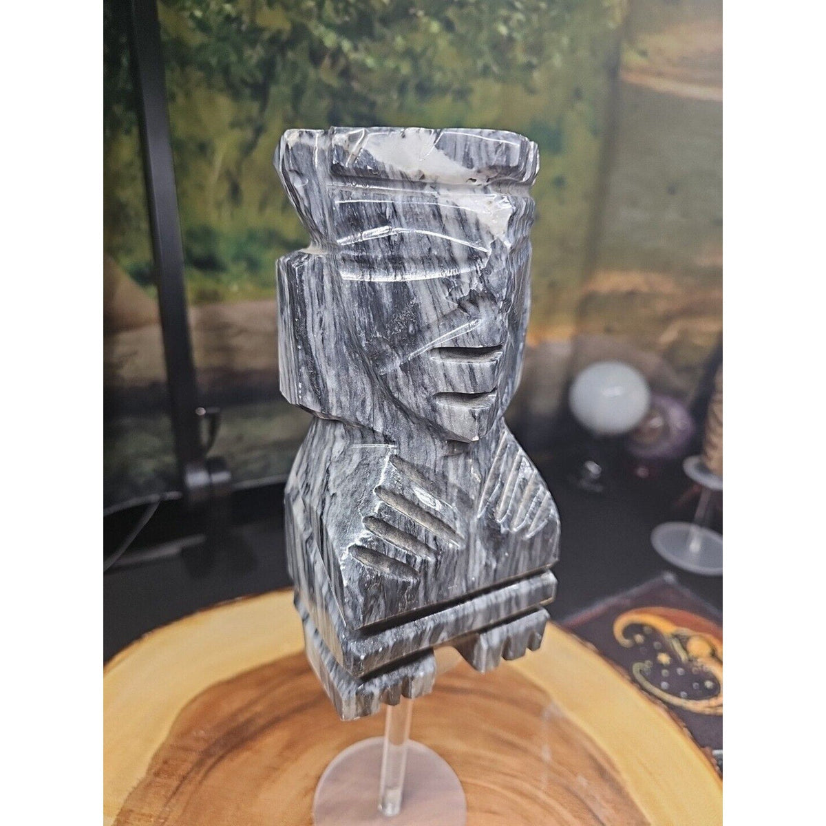 Carved Onyx Aztec Mayan Tiki Sculpture — 4 lbs, 7 inches, Mexican Onyx