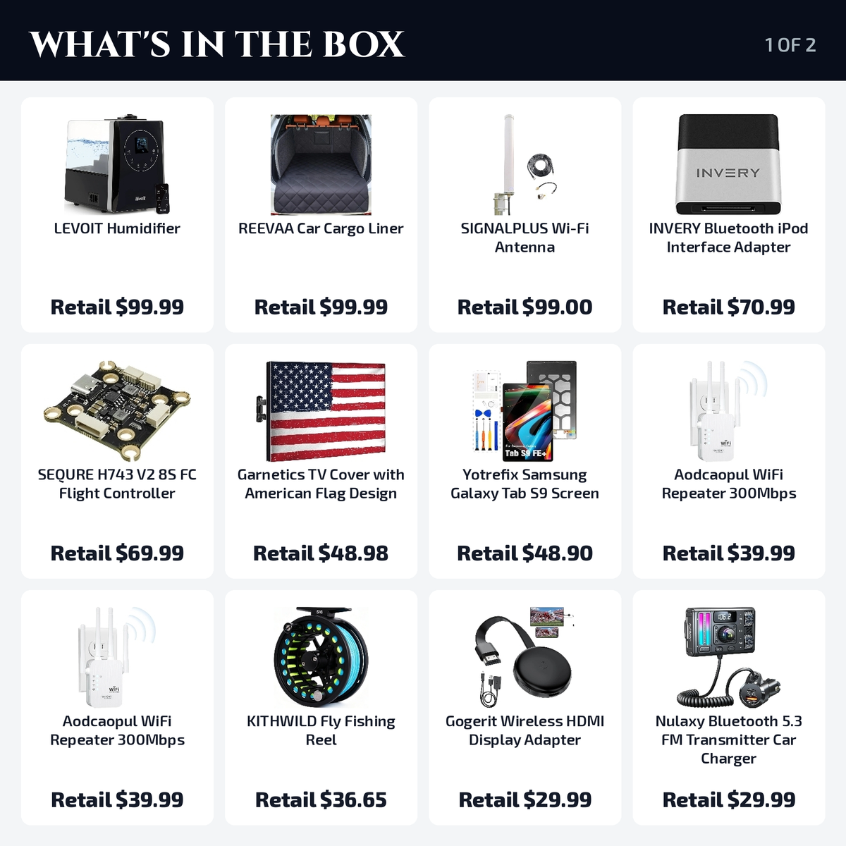 What's in the box, 1 of 2: items with retail prices
