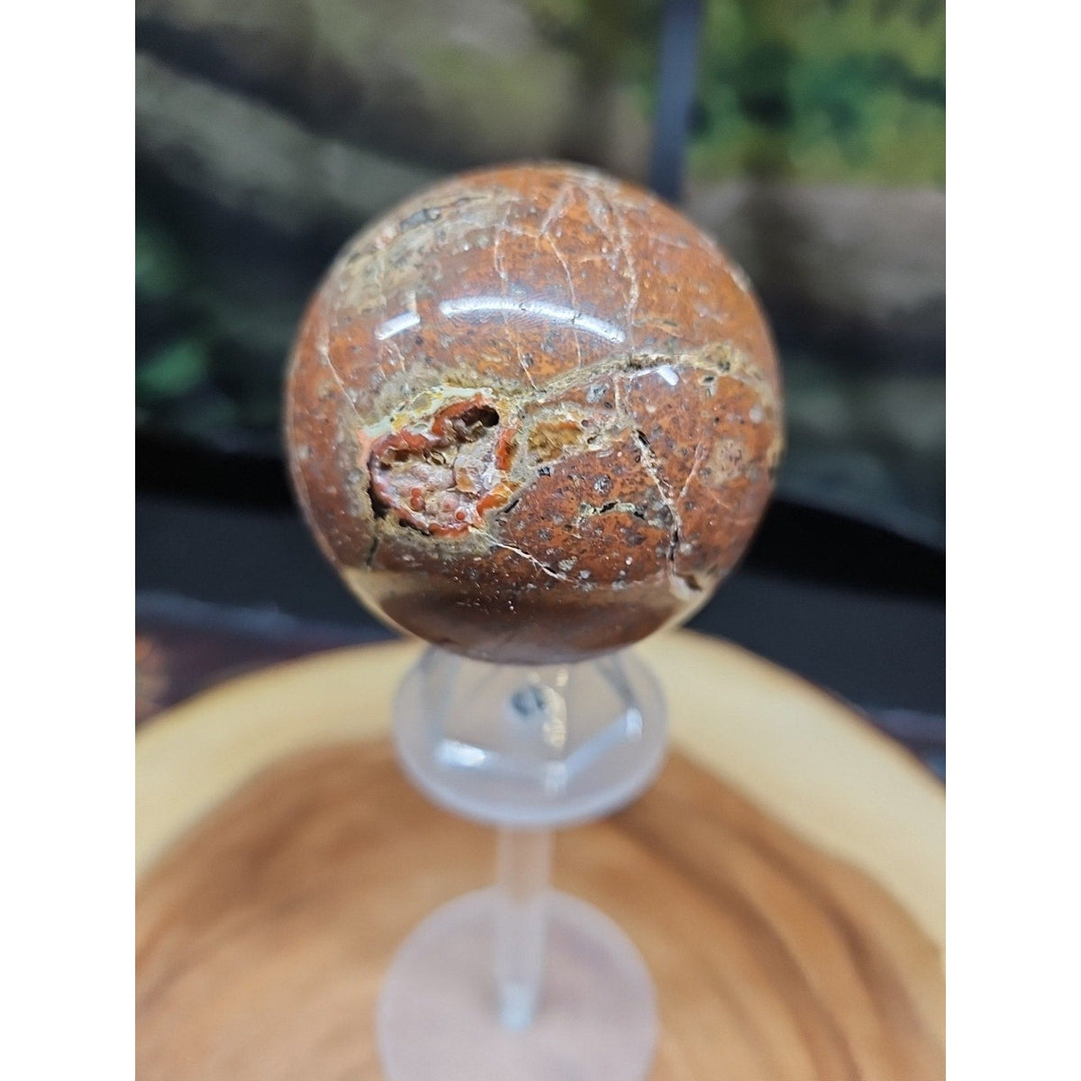 0.91 lb Vesuvianite Agate Carnelian Geode Sphere